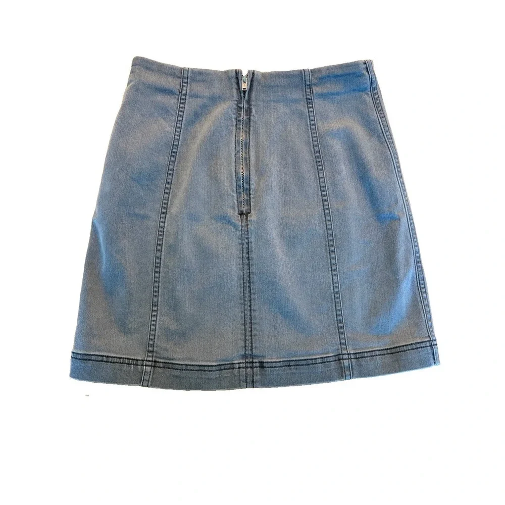 Free People Gray Mini Skirt Stretchy Classic Denim Womens Size 6 Grunge